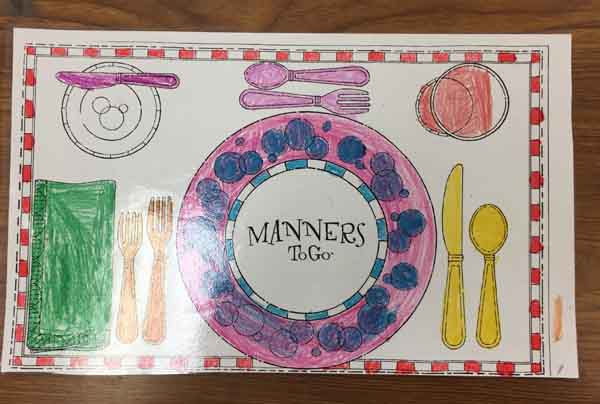 Learn table setting with placemat coloring sheet